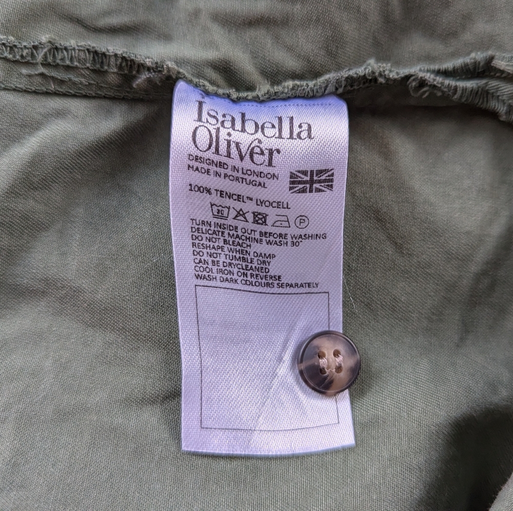 Isabella Oliver Kelsey Maternity & Nursing Dress, Olive Green Midi Shirt Dress - Picture 12 of 14